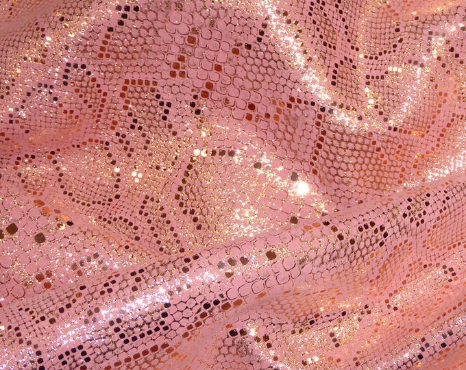 Elegant Mystic 8"x10" ROSE GOLD Metallic on PINK suede cowhide leather 2-2.5 oz /.8-1 mm PeggySueAlso E2869-11 hides available