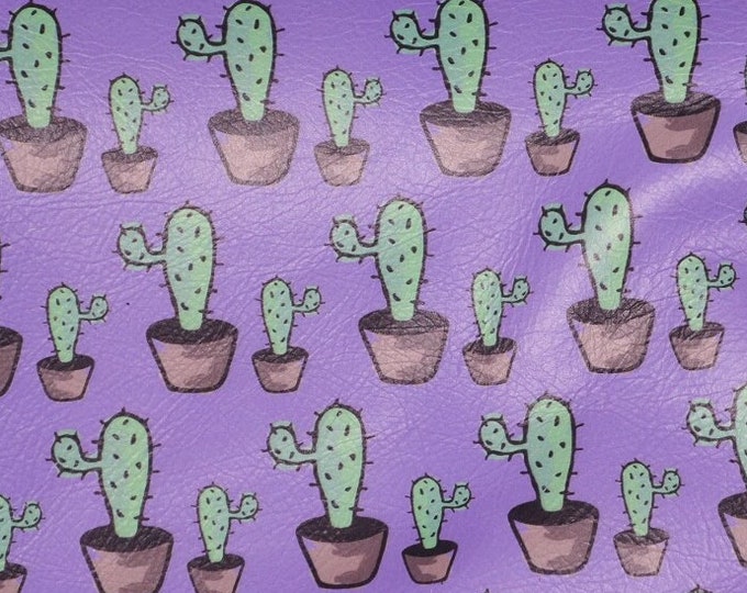 Leather 3-4-5 or 6 sq ft Cactus garden on VIOLET PURPLE Cowhide 2-2.5 oz / 0.8-1 mm PeggySueAlso™ E8401-01