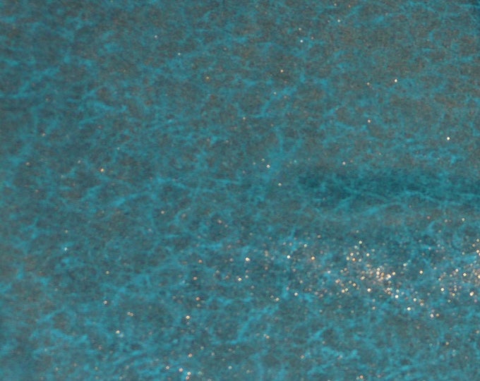 Vintage Crackle 8"x10"  BRONZE Metallic on TURQUOISE Suede Cowhide 3-3.5 oz / 1.2-1.4 mm  PeggySueAlso E2844-36