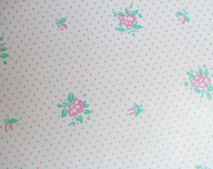 Leather 8"x10" THIN Mini Pink Flowers On White LAMBSKIN 1.5 oz / 0.6 mm PeggySueAlso® E2176-06