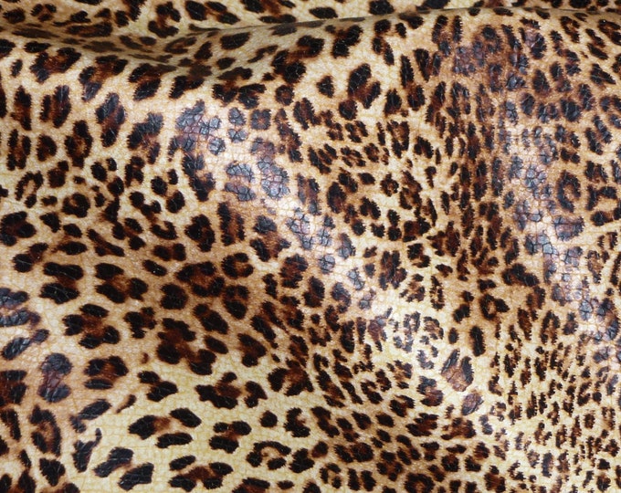 Leather 12"x20"+ Banana Leopard Print on BANANA YELLOW grain Cowhide 2.5-3 oz /1-1.2 mm PeggySueAlso E2550-01 E2550-08 hides available