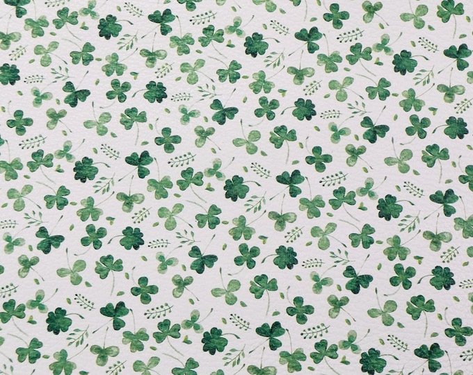 Leather 5"x11" Irish Spring CLOVER / SHAMROCK on White cowhide 3-3.25oz/1.2-1.3mm PeggySueAlso E1135-04