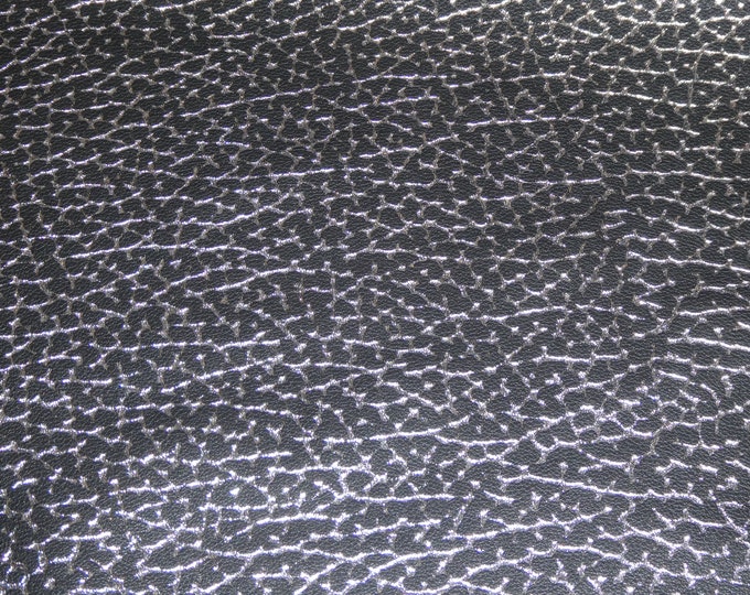 Leather 3-4-5 or 6 sq ft Mini DINOSAUR SILVER Metallic on Black Embossed Cowhide 2.5-2.75 oz /1-1.1 mm PeggySueAlso E3010-10
