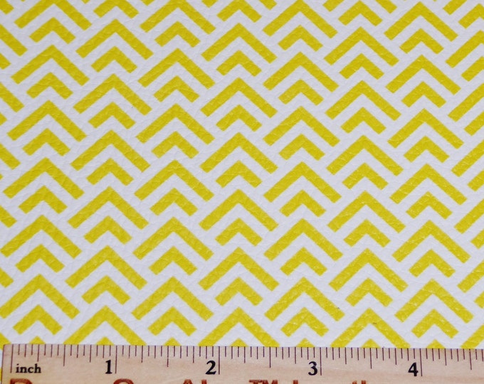 Leather 3-4-5 or 6 sq ft Geometric Yellow Chevron on White Leather Thick 5.5oz/2.2mm E7550-04