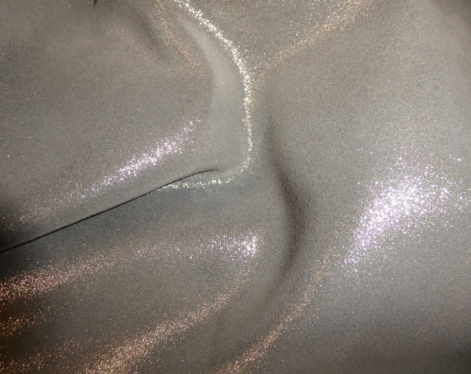 Dazzle 8"x10" Silver Metallic on GRANITE GRAY Suede Cowhide Leather 2.5 oz / 1 mm PeggySueAlso® E8300-02