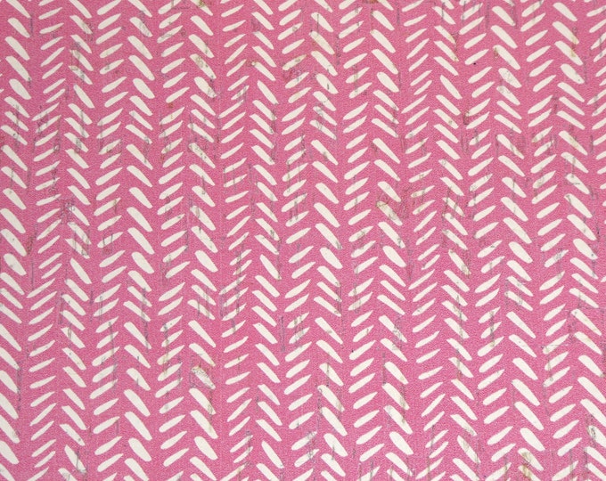 CORK Version 8"x10" Broken Chevron PINK and WHITE Cork on Leather for body/strength Thick 5.5oz/2.2mm E5610-240