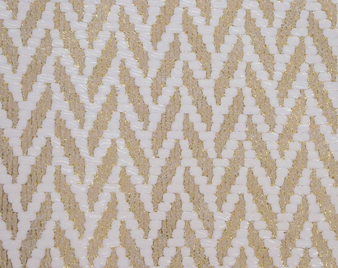 Chevron 3-4-5 or 6 sq ft Light GOLD Metallic and WHITE Cowhide Leather 3.75-4 oz / 1.5-1.6 mm PeggySueAlso E1601-02 Hides Available