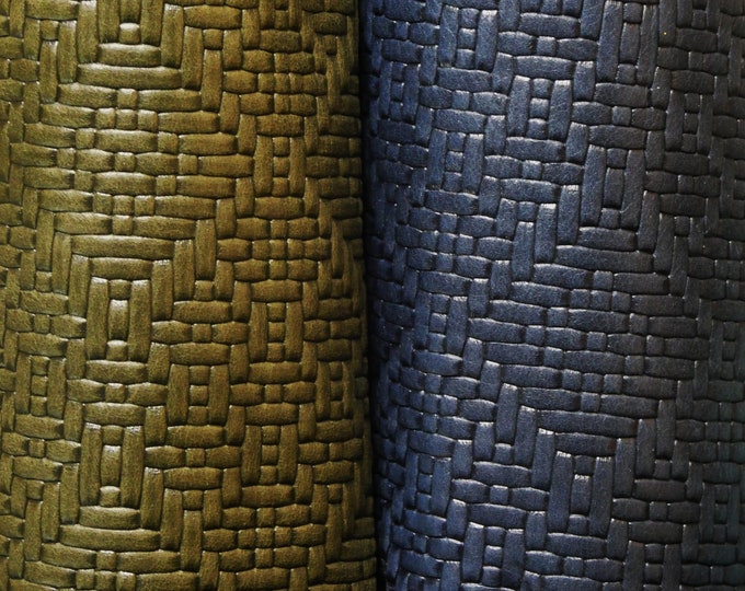 Diamond Weave 12"x12" Navy or Olive Embossed on our Riviera collection Cowhide Leather 2.5-2.75 oz/ 1-1.1 mm PeggySueAlso® E8060