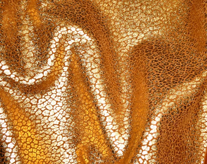 Shimmery Leopard 12"x12" GOLD Metallic on RUST / Brick Suede Cowhide Leather 2.75-3 oz / 1.1-1.2 mm PeggySueAlso® E2550-37 closeout