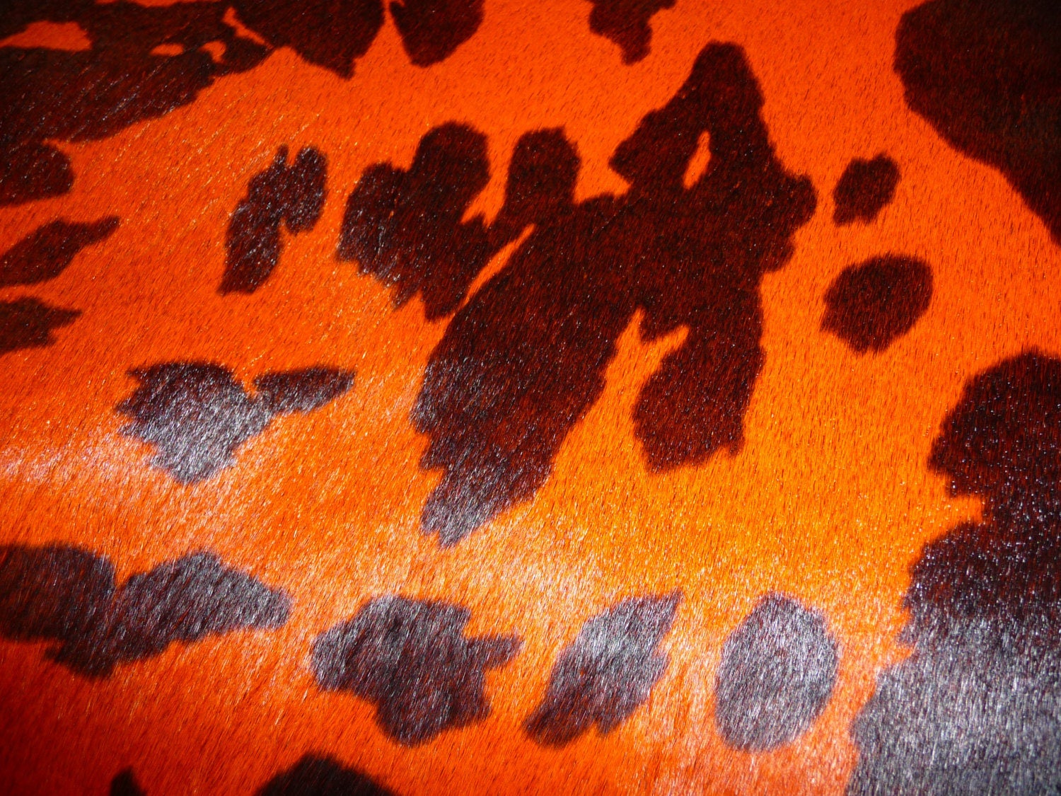 Hair On Leather 2 pack 4x6 Spotted PONY ORANGE and Black Print Thick