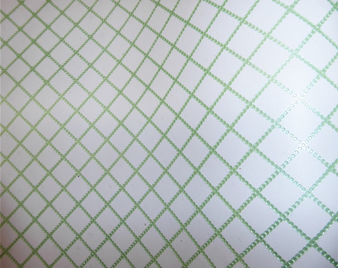 Metallic Leather CLOSE0UT Chain Quilted Pattern MINT GREEN  1/2" on WHITE Cowhide 3-3.5 oz / 1.2-1.4 mm  PeggySueAlso E3450-02
