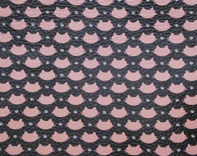 Leather 8"x10" Pink KITTIES on BLACK cowhide 3-3.25 oz / 1.2-1.3 mm PeggySueAlso® E4700-03 hides available