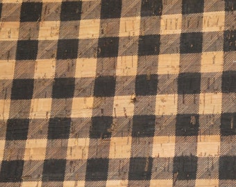 Cork 3-4-5 or 6 sq ft BLACK & CORK Tartan PLAID Cork 1/2" squares applied to Leather Thick 5.5oz/2.2mm PeggySueAlso E5610-89