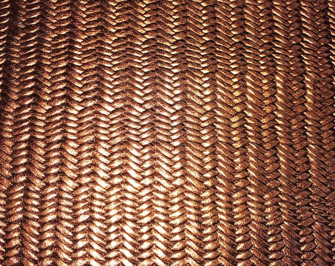 Braided Fishtail 7, 8, 9 or 10 sq ft BRONZE Metallic Cowhide Leather 2-2.5oz/0.8-1 mm PeggySueAlso E3160-64 Hides available