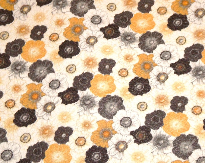 Leather 3-4-5-6 sqft ANEMONE Hand Drawn Botanical Neutral Floral gold, Black, white, gray Cowhide 3.75-4oz/1.5-1.6mm PeggySueAlso E2508-15