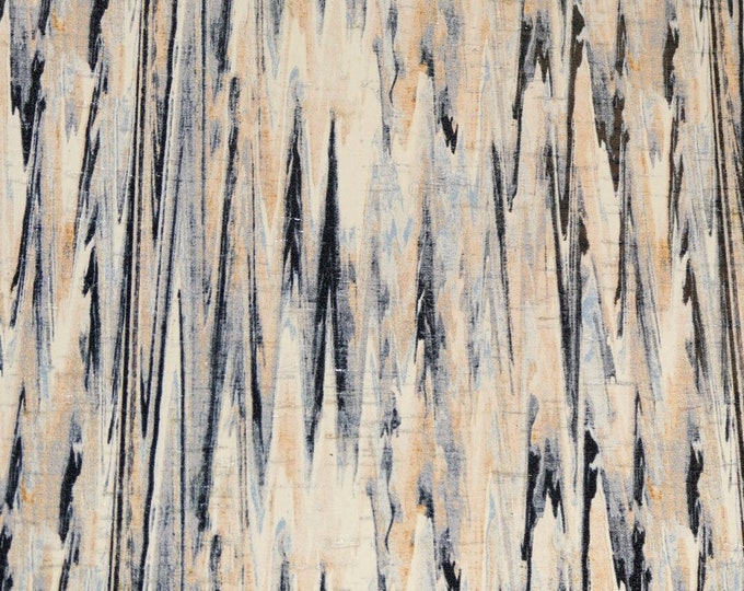 Cork 12"x12" Abstrat ICE CYCLES Black Blue Flesh white CoRK Thick 5.5 oz/2.2 mm PeggySueAlso® E5610-380