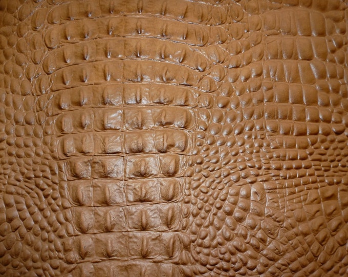 Alligator various sizes Honey / Oak Tan / Croc Embossed Cowhide Leather 3.25 oz/1.3 mm   PeggySueAlso E2860-23 CLOSEOUT
