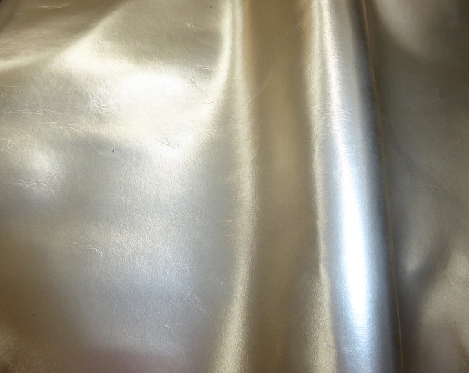 Smooth Metallic 12"x12" PLATINUM /Champagne Foil Cowhide Leather 2.25-2.5oz/ 0.9-1.1mm PeggySueAlso®  E2845-11 hides available