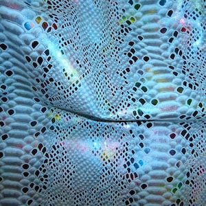 Mystic Python 12"x12" Mystic BLUE & RED Metallic Snake on Sky Blue Embossed Cowhide 3 oz / 1.2 mm PeggySueAlso® E2868-24