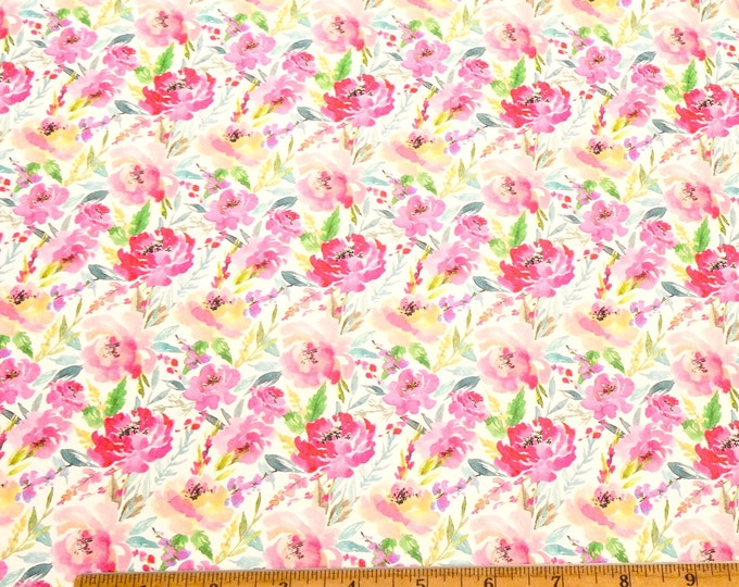 Leather 5"x11" PINK Flowers Watercolor PEONIES and ROSES on White Cowhide 3.5-3.75 oz/1.4-1.5 mm PeggySueAlso E1675-03 hides too