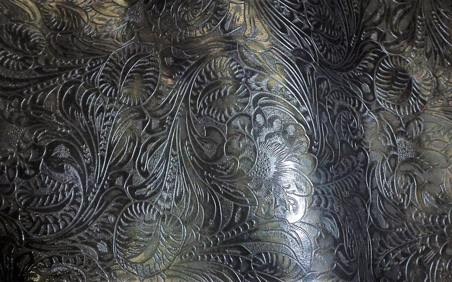 Leather 8x10 Western Tool Floral and leaf BLACK & CHARCOAL Embossed