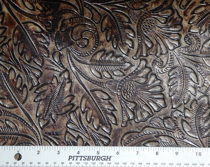 Texas Rose 5"x11" Rich CHOCOLATE Western Embossed Cowhide Leather 3-3.25 oz/1.2-1.3 mm PeggySueAlso® E3838-04 hides too