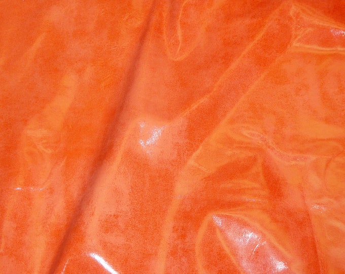 Glazed Nubuck 8"x10" ORANGE (Read Description, Please) soft, Perfect fringe Leather 2-2.5oz /0.8-1 mm PeggySueAlso® E2943-05