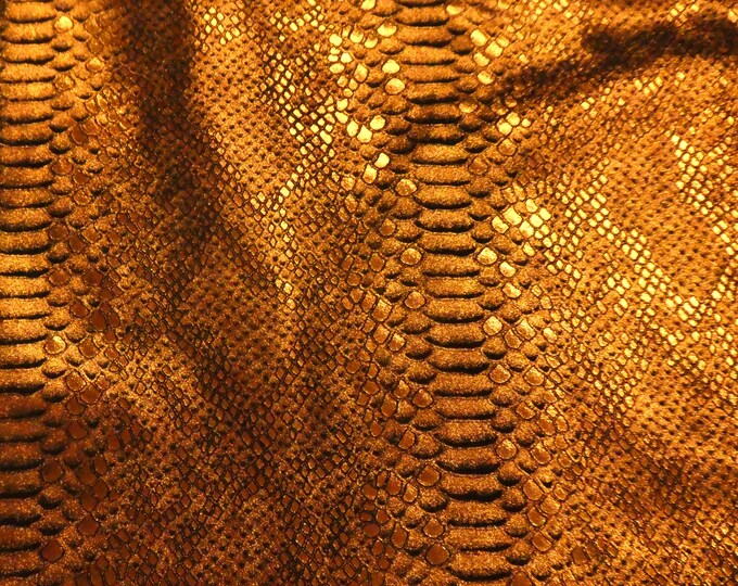 Mystic Python 2 pieces 4"x6" ORANGE Metallic on BLACK Suede Cowhide 2.75-3oz / 1.1-1.2 mm PeggySueAlso® E2868-93 hides too