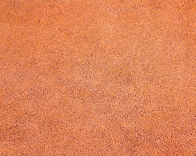 New DYE lot Sparkle 3-4-5 or 6 sq ft ORANGE on PEACH Grain Cowhide Leather 3-3.25 oz / 1.2-1.3 mm PeggySueAlso E7500-07