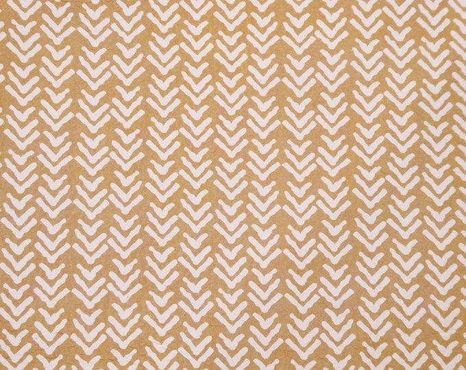 Leather Version 12"x12" ROUGH CHEVRON with white on MUSTARD 3-3.5oz /1.2-1.4 mm PeggySueAlso™ E2505-04