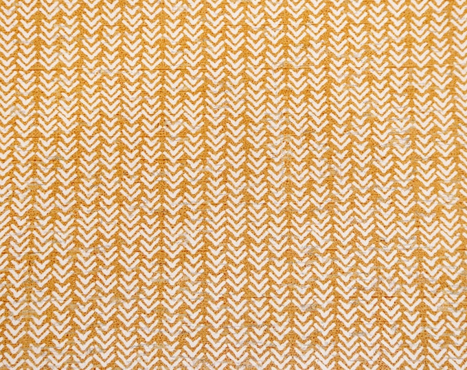 Cork 2 pieces 4"x6" ROUGH CHEVRON with white on MUSTARD CoRK applied to leather Thick 5.5oz/2.2mm PeggySueAlso® E5610-209