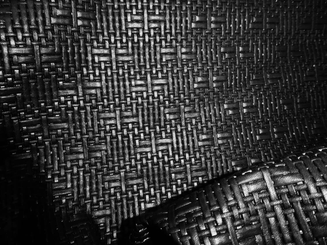 Leather 8x10 Panama BLACK Basket WEAVE Embossed Etsy