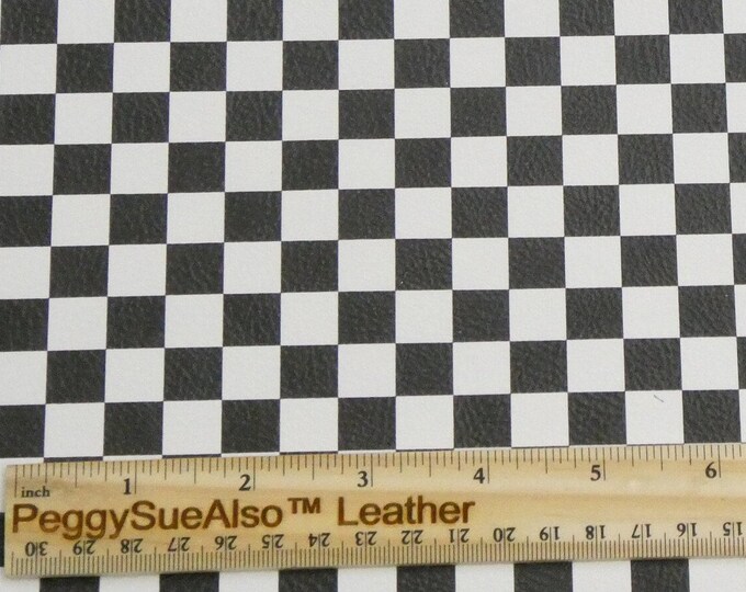 Leather 2 pcs 4"x6" Large CHECKERBOARD WHITE and BLACK (1/2" squares) Cowhide 4-4.25oz/ 1.6-1.7mm PeggySueAlso™ E7300-01 Flag