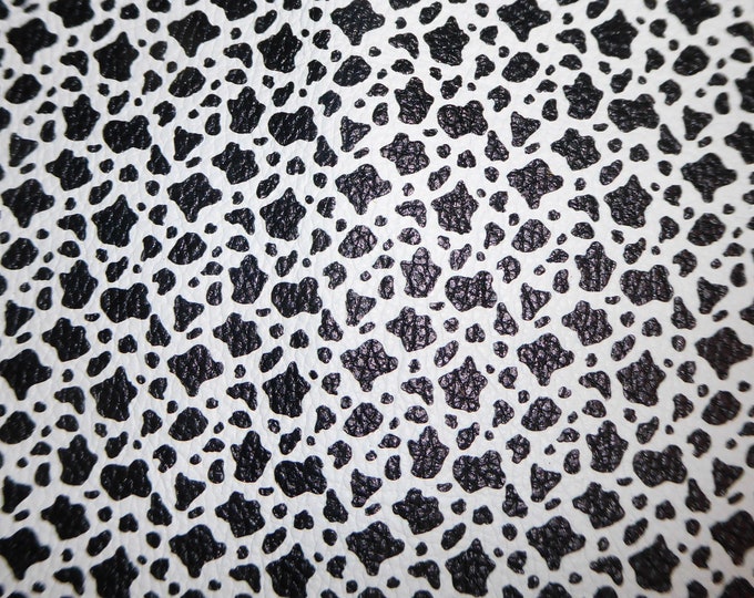 Leather 8"x10" Black and white Holstein Small COW PRINT on Cowhide 3.25-3.5oz/1.3-1.5mm PeggySueAlso® E1678-01