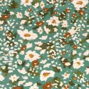CoRK 12&quot;x12&quot; ABSTRACT DAISIES on TEAL Cork applied to Leather 5.5oz/2.2 mm E5610-527