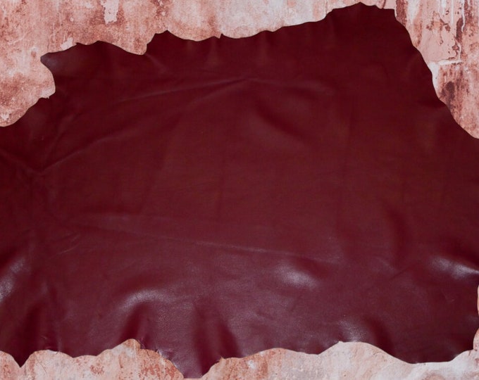 LAMBSKIN hide 8-9 sq ft BURGUNDY, Italian incredibly soft, fine grain, Smooth Leather  2.25 oz/0.9 mm PeggySueAlso E2805-18