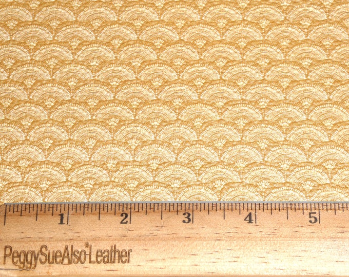 Leather 5"x11" BOHO GEOMETRIC Rainbow print on MUSTARD Cowhide Leather 4oz/1.6 mm PeggySueAlso E1385-05
