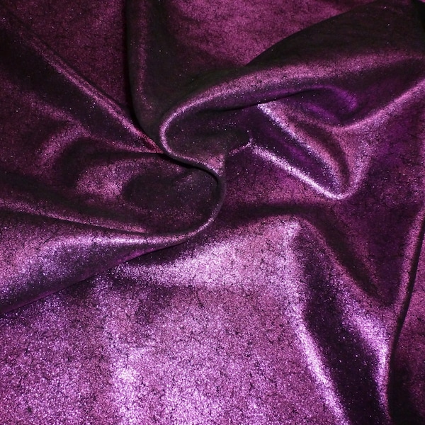 New Dye Lot Vintage Crackle 10"x24" or 12"x20" Fuchsia BERRY Metallic on BLACK SUEDE Cowhide 3-3.5 oz / 1.2-1.4mm  PeggySueAlso E2844-32