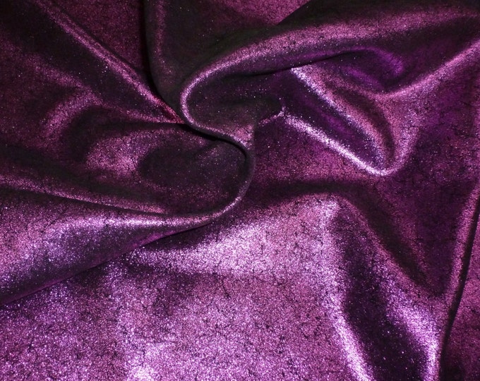 New Dye Lot Vintage Crackle 4"x6" or 5"x11" Fuchsia BERRY Metallic on BLACK SUEDE Cowhide 3-3.5 oz / 1.2-1.4mm  PeggySueAlso® E2844-32