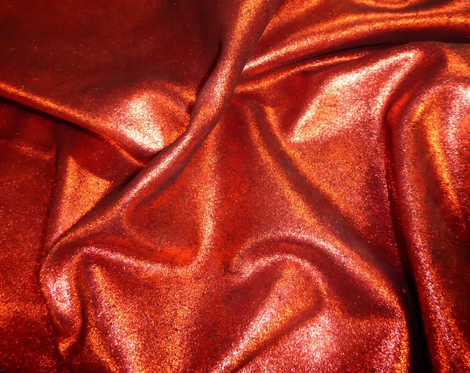 Vintage Crackle 8"x10" RED Metallic on BLACK Calfskin Leather 3.5-4 oz / 1.4-1.6 mm PeggySueAlso® E2844-01