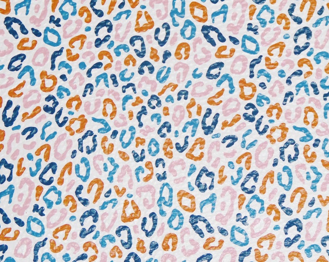 Leather 3-4-5 or 6 sq ft ABSTRACT COLORFUL Rainbow blue pink rust navy Leopard on white Cowhide 3-3.5 oz/1.2-1.4 mm PeggySueAlso® E2550-52