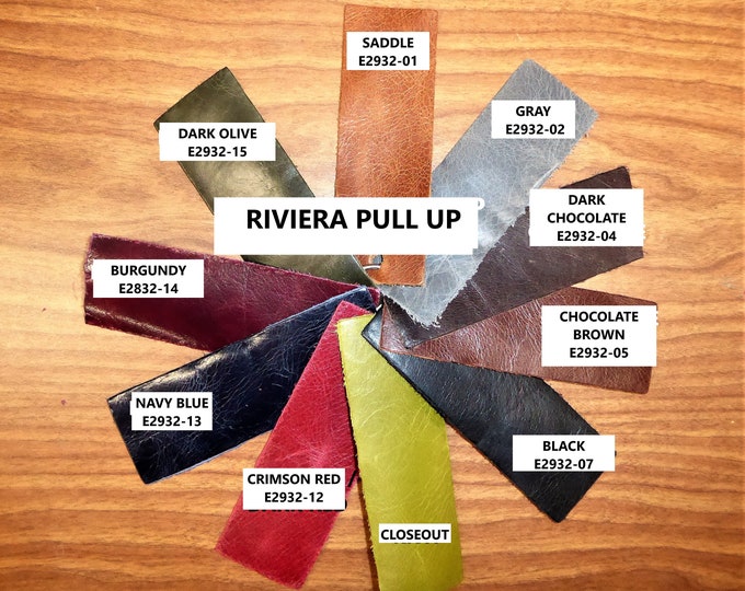 RIVIERA Leather 8"x10" Pull Up effect Aniline Dyed Cowhide Leather 2.5-3 oz /1-1.2 mm PeggySueAlso® E2932 hides available