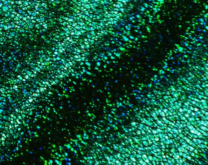 Cracked Ice 3-4-5 or 6 sq ft EMERALD GREEN Halo Metallic on Black SuEDE cowhide 3-3.5 oz/1.2-1.4 mm PeggySueAlso® E1408-06