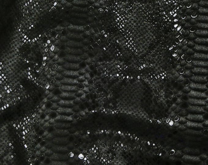 Mystic Python 3-4-5 or 6 sq ft Clear BLACK Metallic on BLACK Cowhide Leather 3-3.5 oz / 1.2-1.4 mm  PeggySueAlso E2868-52 Hides available