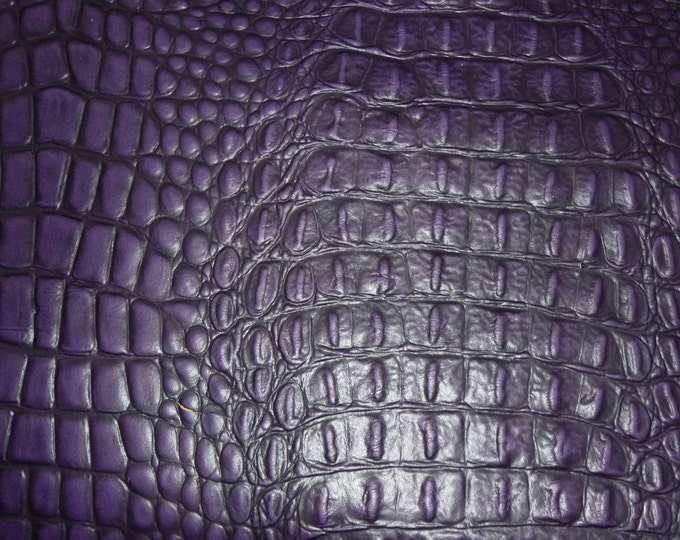 Alligator 12"x20", 10"x24", 14"x17" or 12"x24" PURPLE Crocodile Embossed Cowhide Leather 3-3.5oz/1.2-1.4 mm PeggySueAlso E2860-07 hides too