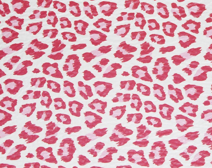 Leather 3-4-5 or 6 sq ft RED PINK LEOPARD on White  3-3.5 oz/1.2-1.4 mm PeggySueAlso® E2550-40 Valentines Day