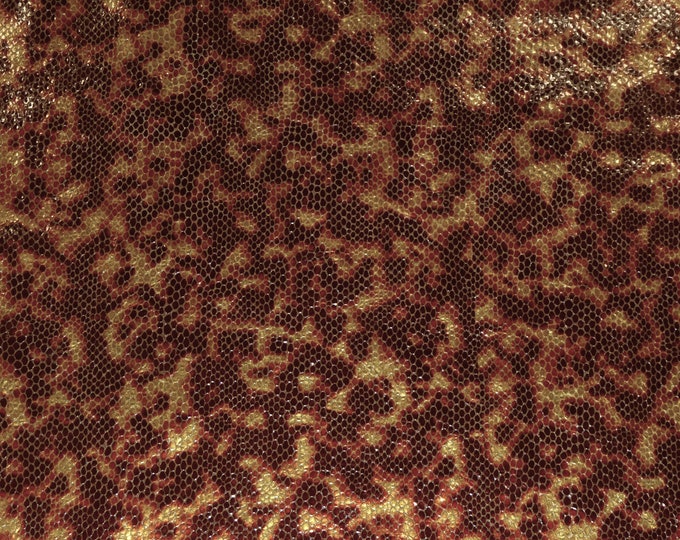Textured Metallic 12"x12" Tortoise Shell Mahogany and yellow gold Cowhide Leather 3 oz / 1.2 mm PeggySueAlso E2090-01