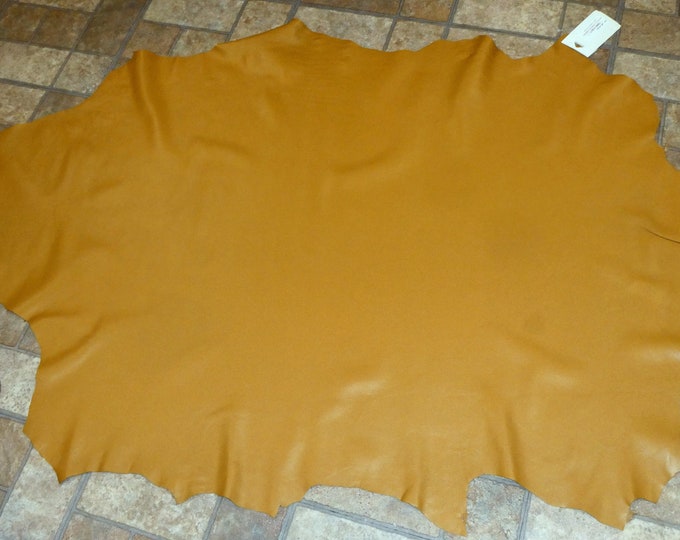 LAMBSKIN HIDE Silky Rich MARIGOLD, Italian incredibly soft fine grain Smooth Leather thin 2 oz/0.8mm PeggySueAlso E2805-15