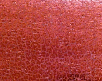 CORK 3-4-5 or 6 sq ft Red Metallic Leopard on Cork applied to Leather Thick 6-6.5oz/2.4-2.6 mm PeggySueAlso  E5610-548