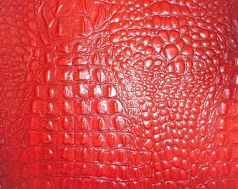 ALLiGATOR 12 x 12 po. ROUGE avec cuir de vachette gaufré crocodile ROUGE FONCÉ 3,75-4 oz/1,5 - 1,6 mm PeggySueAlso® E2860-16 peaux disponibles